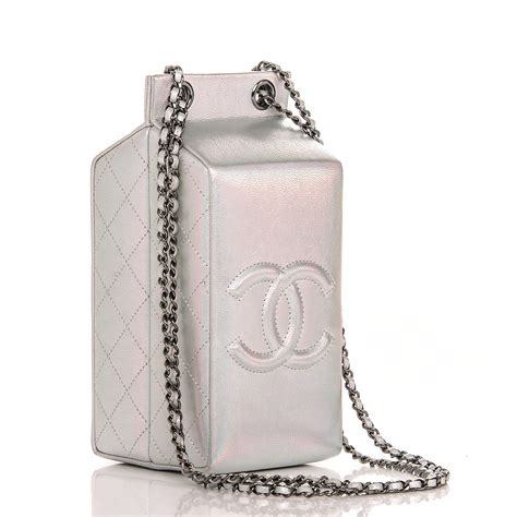 silver chanel milk carton bag cost|CHANEL Metallic Goatskin Lait de Coco Milk Carton Bag Silver .